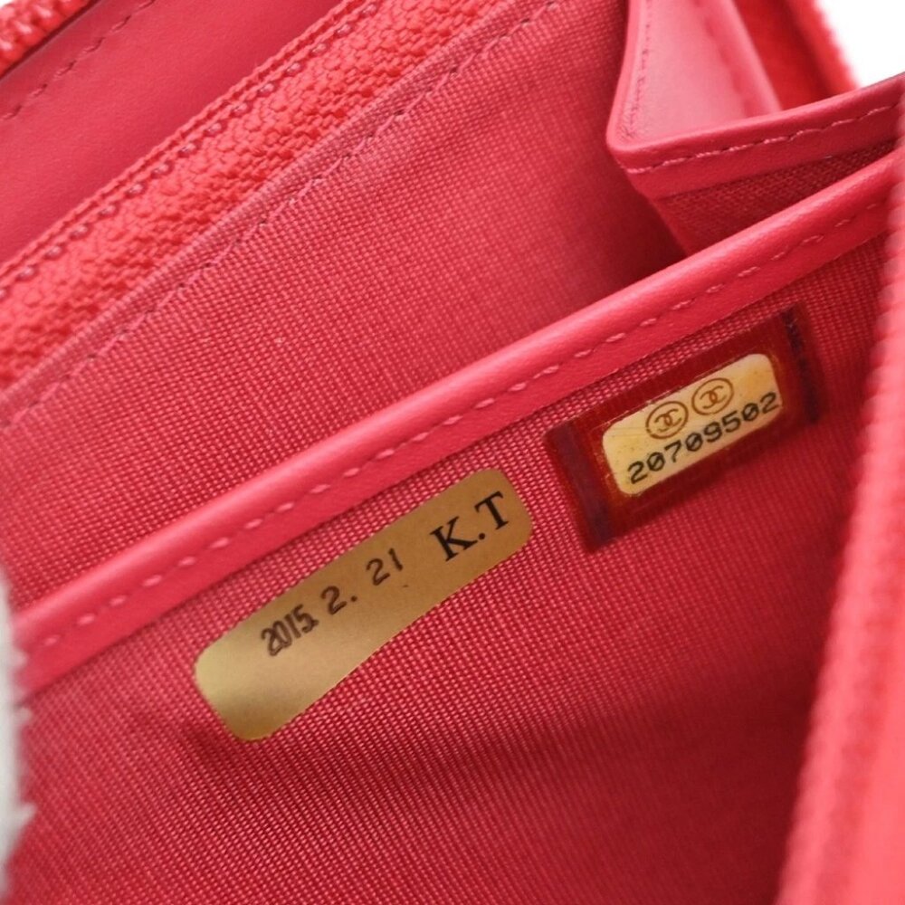 CHANEL CC Logo Zip Around Long Wallet Grained Calfskin Leather Red - Picture 14 of 14